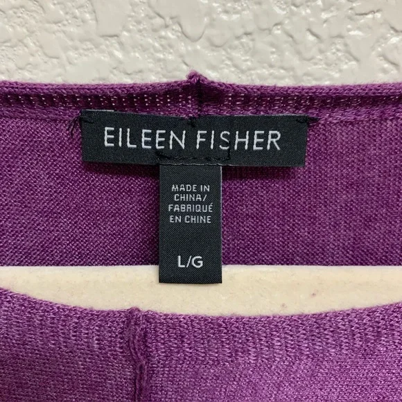 Eileen Fisher Purple Cotton Silk Blend Oversized Sweater Top Sz L Laggenlook - Picture 7 of 10